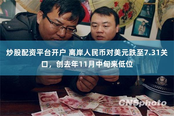 炒股配资平台开户 离岸人民币对美元跌至7.31关口，创去年11月中旬来低位